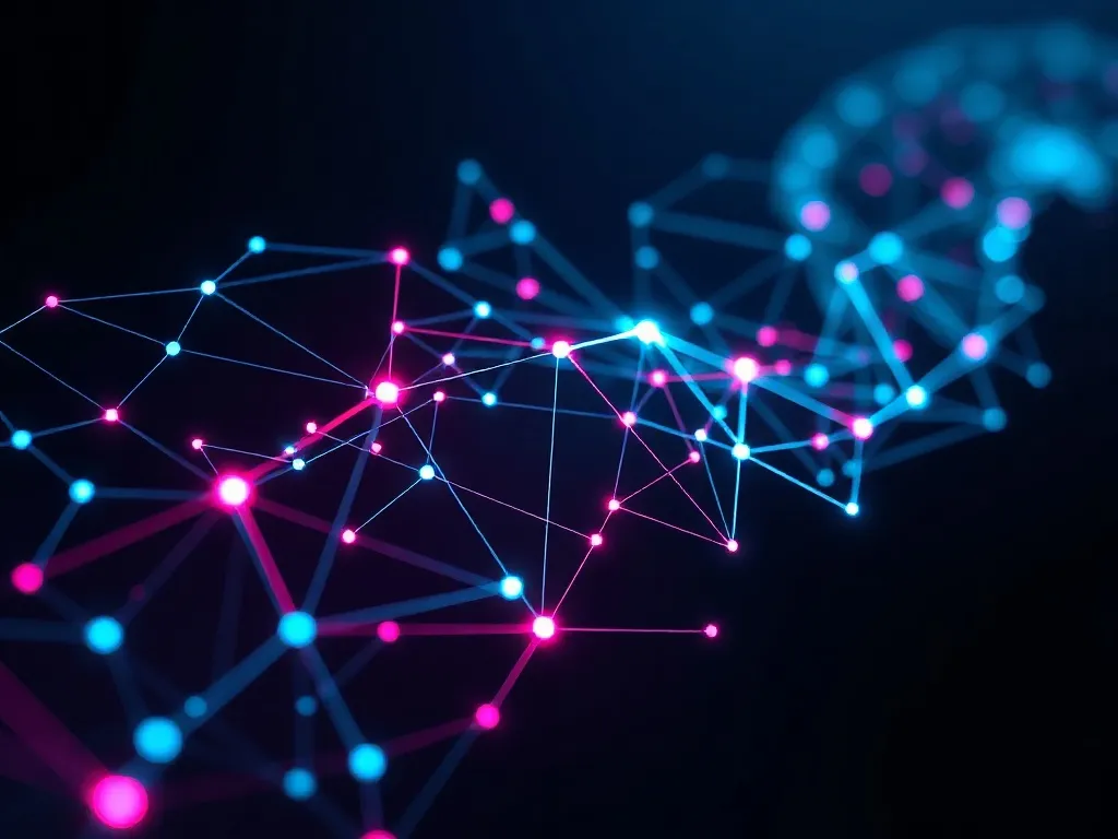 Futuristic digital blueprint of a neural network connection,