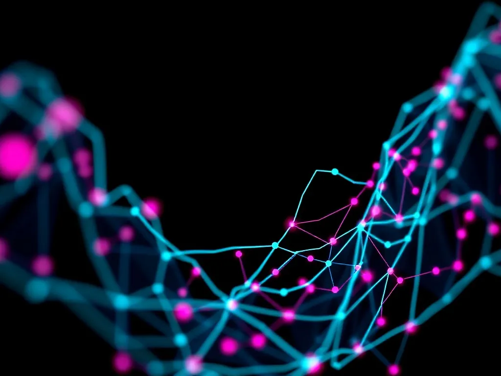 Abstract digital data visualization with neon cyan lines and