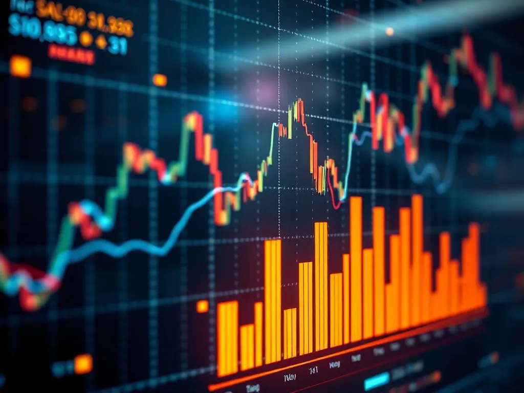 Abstract data visualization of retail sales, glowing lines a